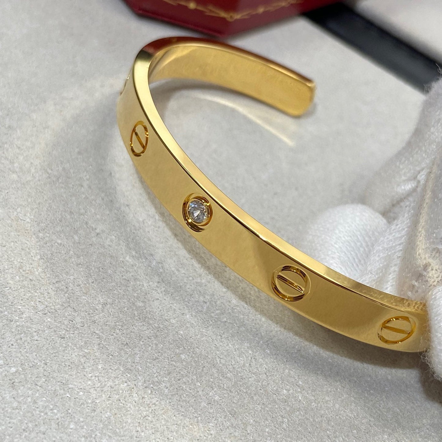 [Glimmer]LOVE BRACELET 6.1MM 1 DIAMOND OPEN CUFF