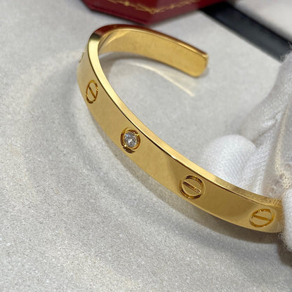 [Glimmer]LOVE BRACELET 6.1MM 1 DIAMOND OPEN CUFF