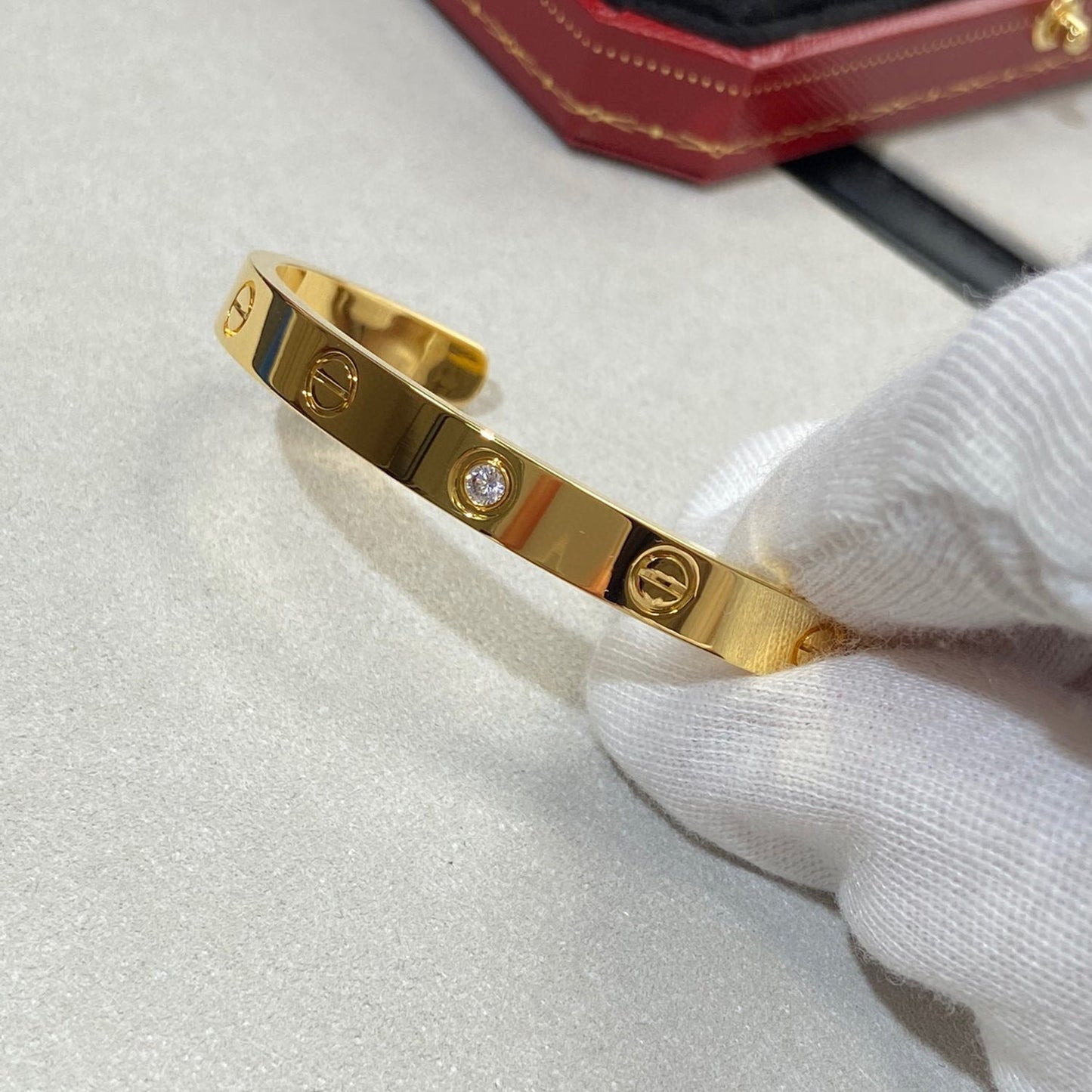 [Glimmer]LOVE BRACELET 6.1MM 1 DIAMOND OPEN CUFF