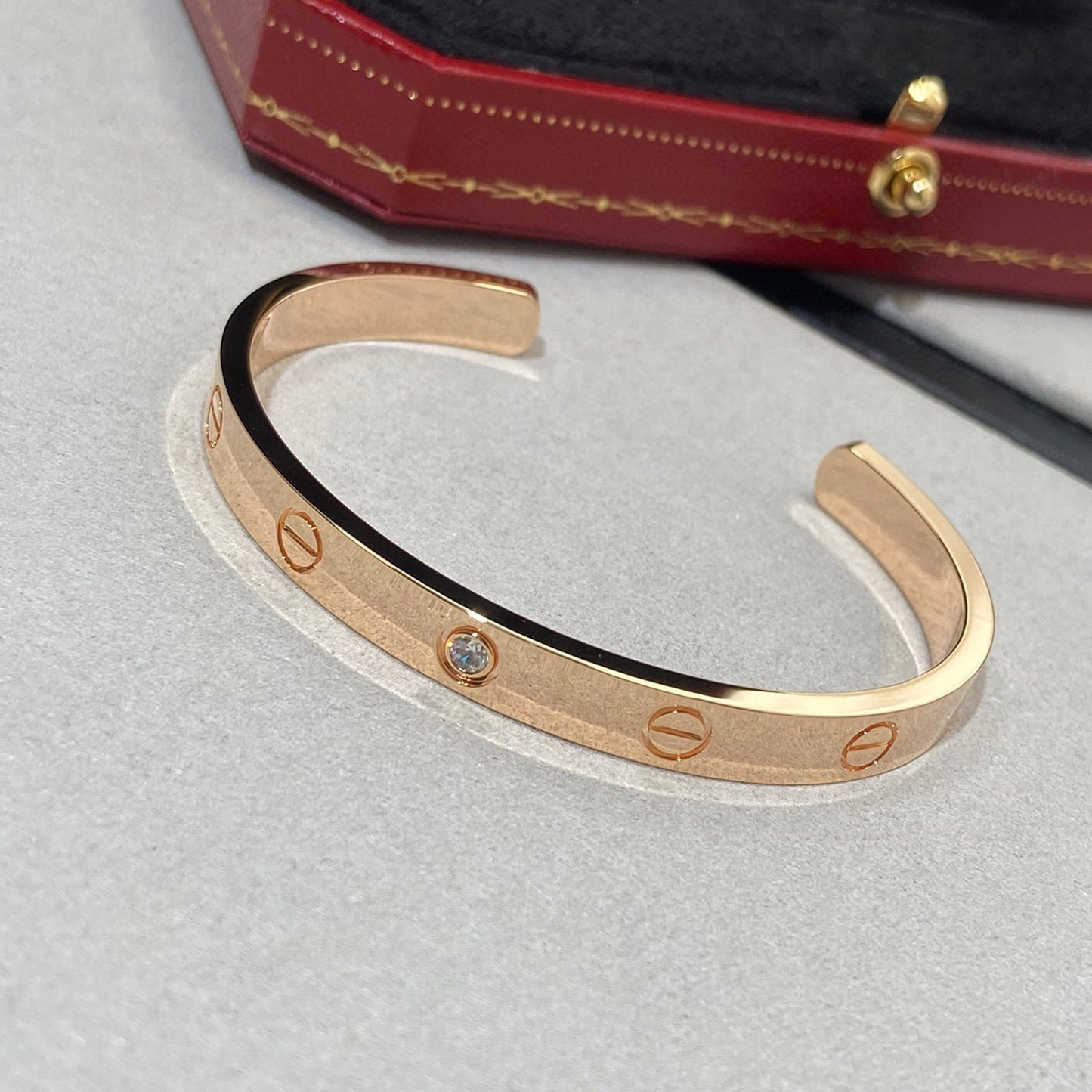[Glimmer]LOVE BRACELET 6.1MM 1 DIAMOND OPEN CUFF