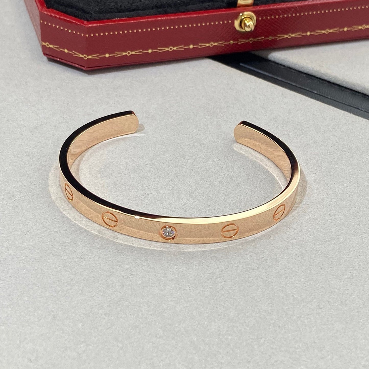 [Glimmer]LOVE BRACELET 6.1MM 1 DIAMOND OPEN CUFF