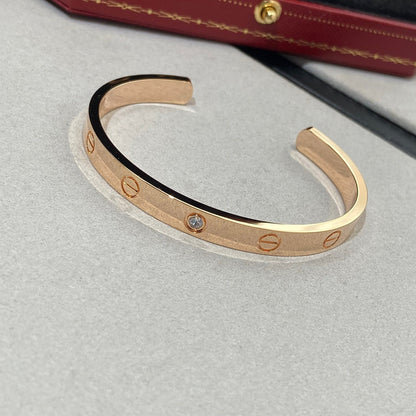 [Glimmer]LOVE BRACELET 6.1MM 1 DIAMOND OPEN CUFF