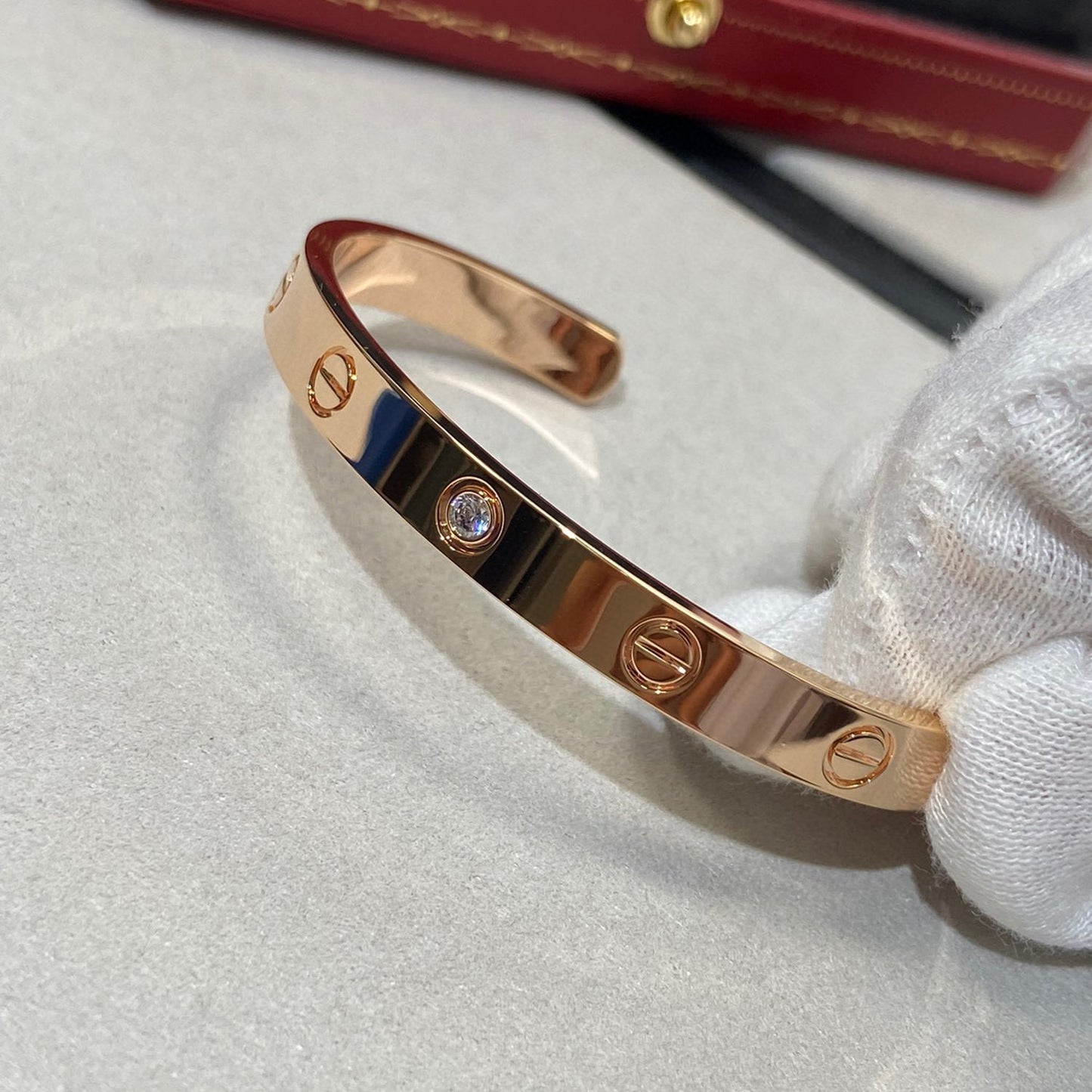 [Glimmer]LOVE BRACELET 6.1MM 1 DIAMOND OPEN CUFF