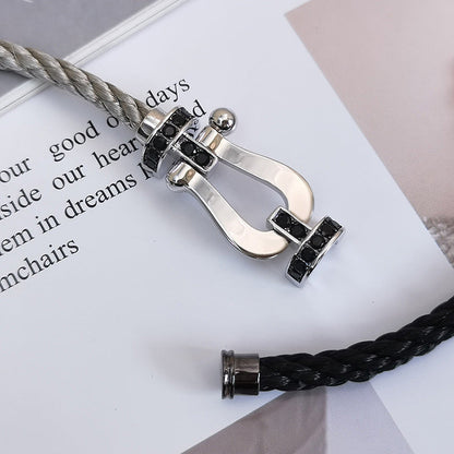[Glimmer]FORCE LARGE HORSESHOE BLACK DIAMOND BRACELET SILVER