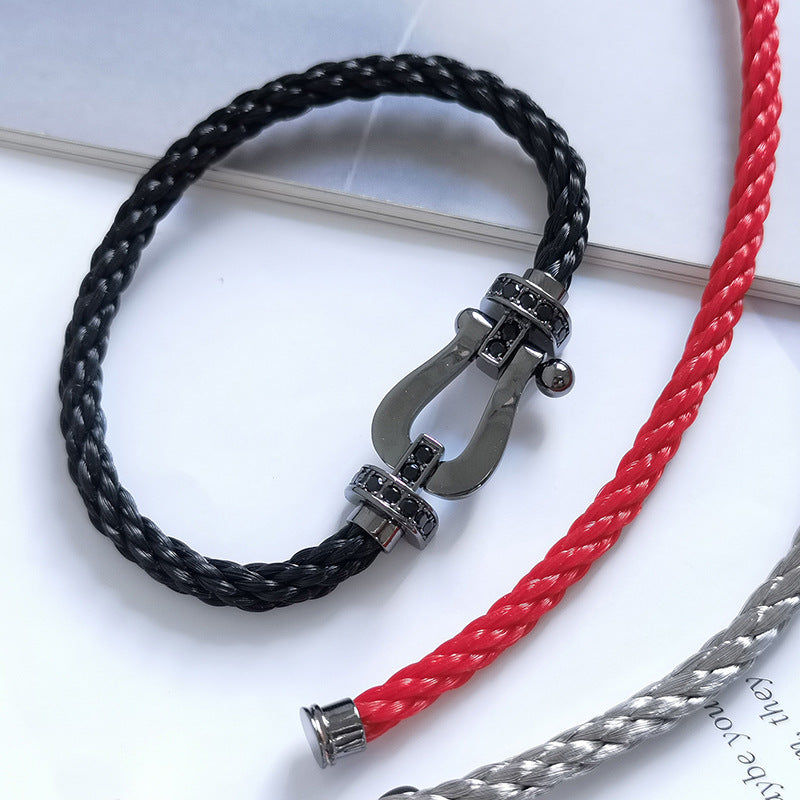 [Glimmer]FORCE LARGE SERIES HORSESHOE BLACK SAMURAI BRACELET
