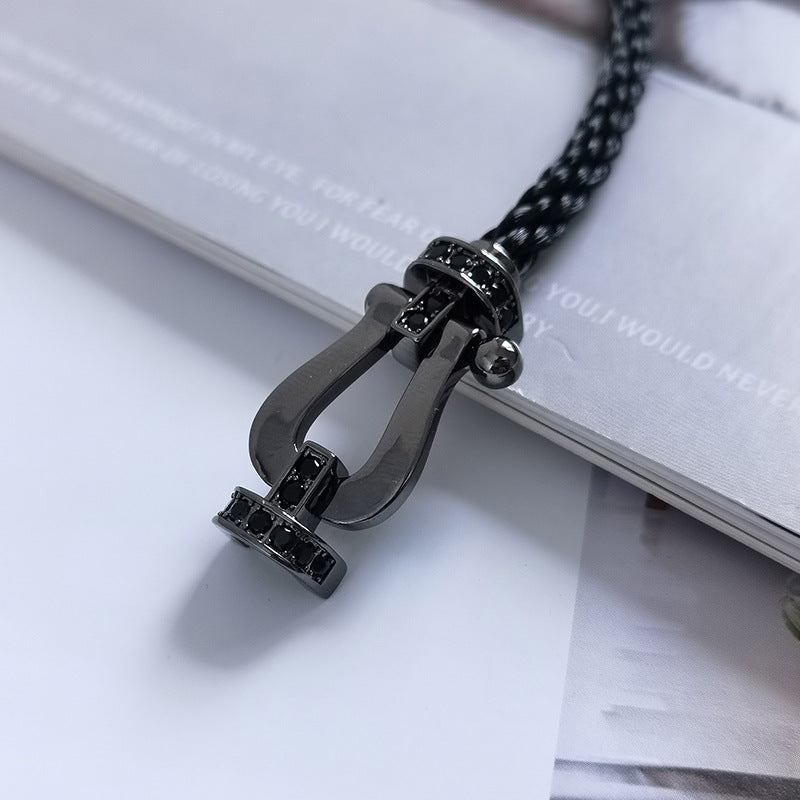 [Glimmer]FORCE LARGE SERIES HORSESHOE BLACK SAMURAI BRACELET