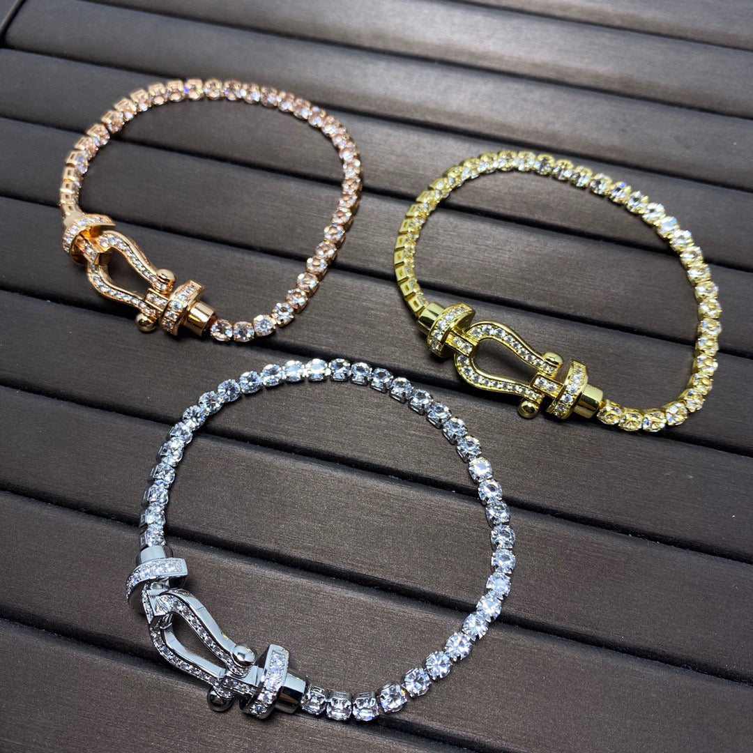 [Glimmer]FORCE  LARGE HORSESHOE FULL DIAMOND TENNIS BRACELET