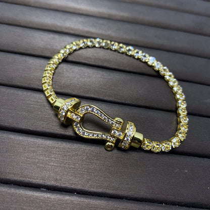 [Glimmer]FORCE  LARGE HORSESHOE FULL DIAMOND TENNIS BRACELET