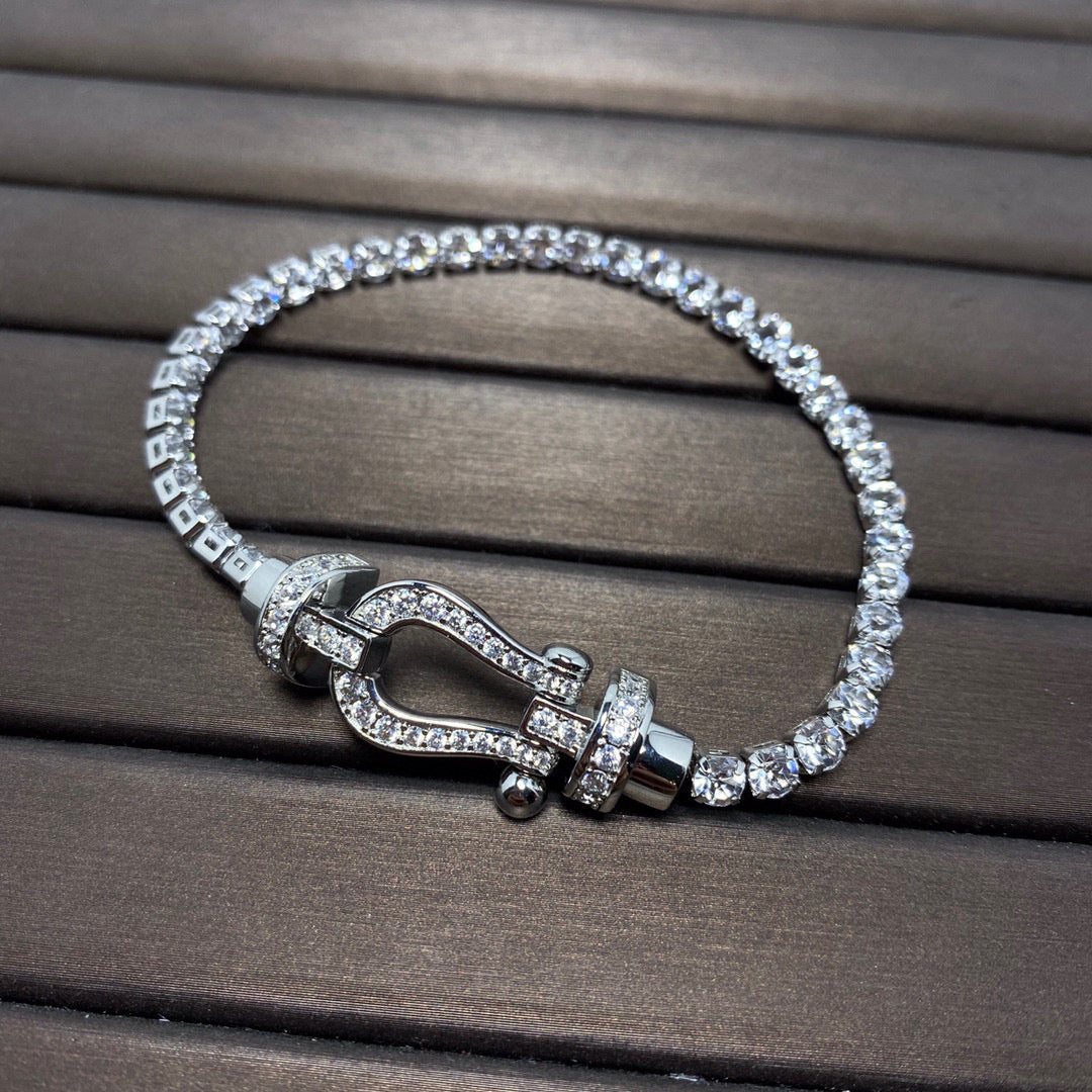 [Glimmer]FORCE  LARGE HORSESHOE FULL DIAMOND TENNIS BRACELET