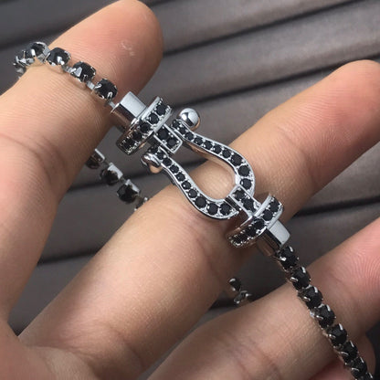 [Glimmer]FORCE  LARGE HORSESHOE FULL DIAMOND TENNIS BRACELET