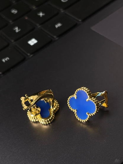 [Glimmer] CLOVER LARGE (20mm) 1 MOTIFS BLUE MOP STUD EARRINGS