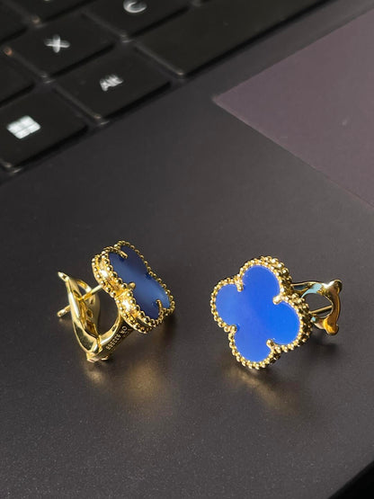 [Glimmer] CLOVER LARGE (20mm) 1 MOTIFS BLUE MOP STUD EARRINGS