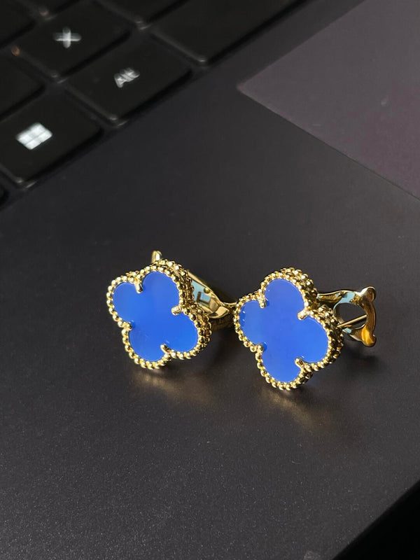 [Glimmer] CLOVER LARGE (20mm) 1 MOTIFS BLUE MOP STUD EARRINGS