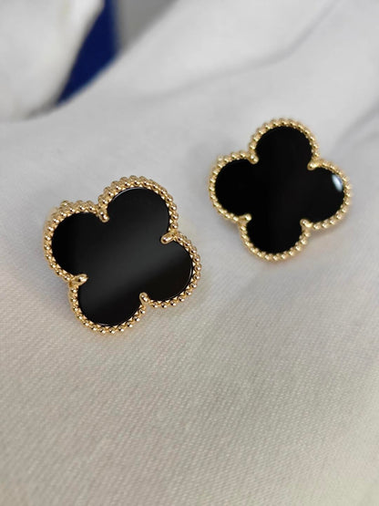 [Glimmer]CLOVER 20MM BLACK MOP EARRINGS