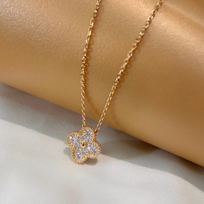 [Glimmer]CLOVER 15MM DIAMOND SINGLE FLOWER NECKLACE