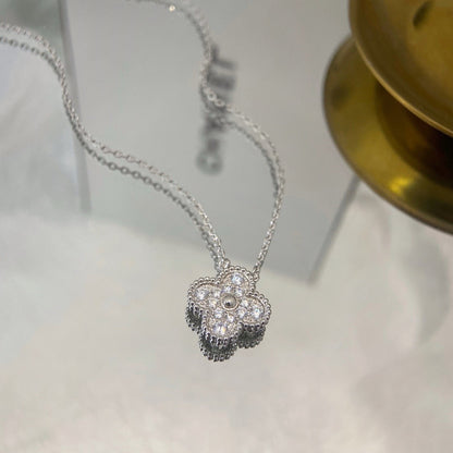 [Glimmer]CLOVER 15MM DIAMOND SINGLE FLOWER NECKLACE