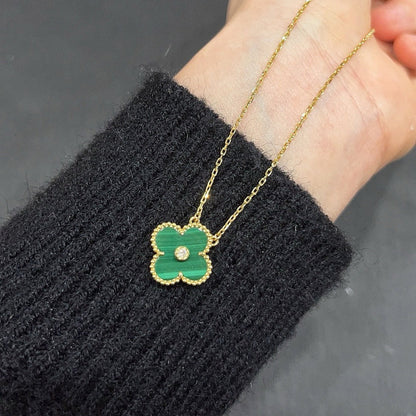 [Glimmer]CLOVER 15MM DIAMOND TURQUOISE NECKLACE