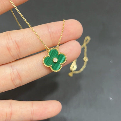 [Glimmer]CLOVER 15MM DIAMOND TURQUOISE NECKLACE