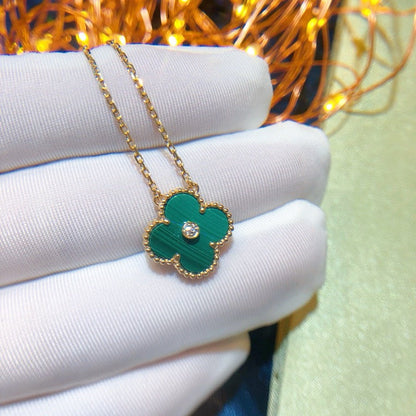 [Glimmer]CLOVER 15MM DIAMOND TURQUOISE NECKLACE