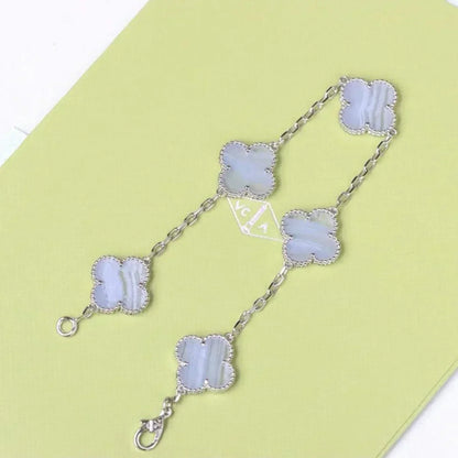 [Glimmer] CLOVER 5 MOTIF PURPLE CHALCEDONY BRACELET COLLECTION