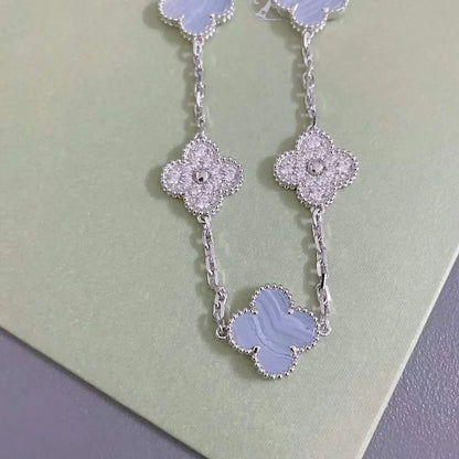 [Glimmer] CLOVER 5 MOTIF PURPLE CHALCEDONY BRACELET COLLECTION