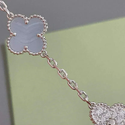 [Glimmer] CLOVER 5 MOTIF PURPLE CHALCEDONY BRACELET COLLECTION