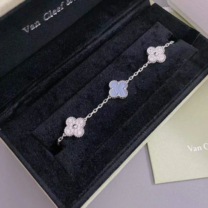 [Glimmer] CLOVER 5 MOTIF PURPLE CHALCEDONY BRACELET COLLECTION