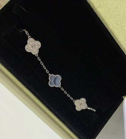 [Glimmer] CLOVER 5 MOTIF PURPLE CHALCEDONY BRACELET COLLECTION