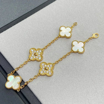 [Glimmer]CLOVER WHITE PEARL MOP 5 MOTIF BRACELET COLLECTION