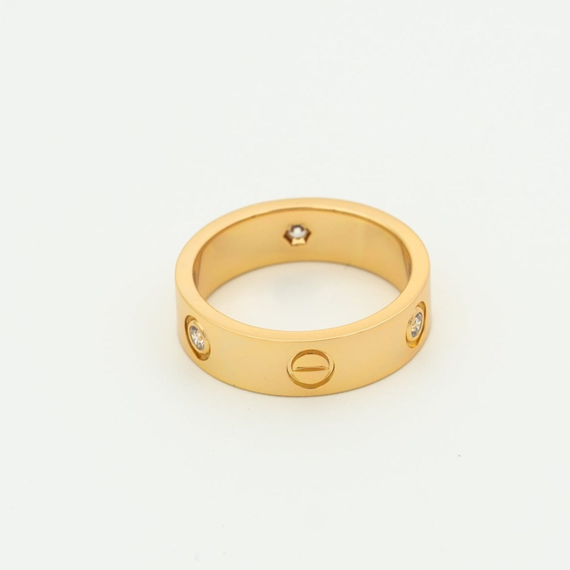 [Glimmer]LOVE RING 5.5MM 3 DIAMONDS PINK GOLD