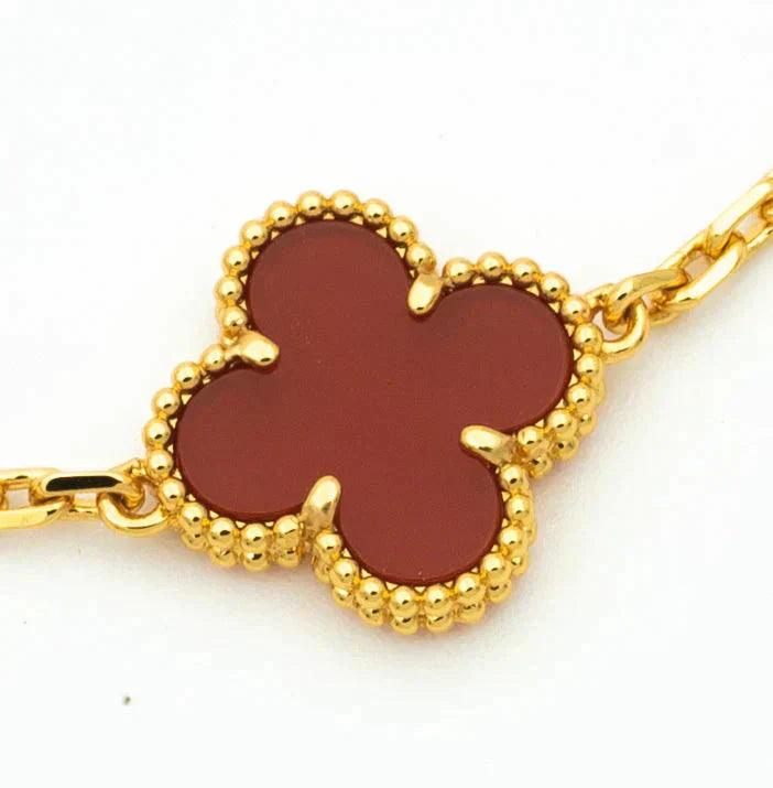 [Glimmer] CLOVER 5 MOTIF RED CORNELIAN BRACELET COLLECTION
