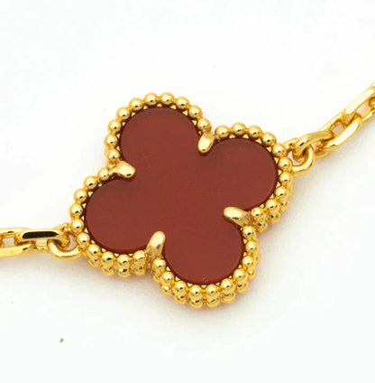 [Glimmer] CLOVER 5 MOTIF RED CORNELIAN BRACELET COLLECTION