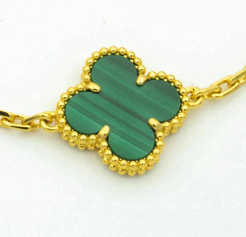 [Glimmer] CLOVER 5 MOTIF MALACHITE BRACELET COLLECTION