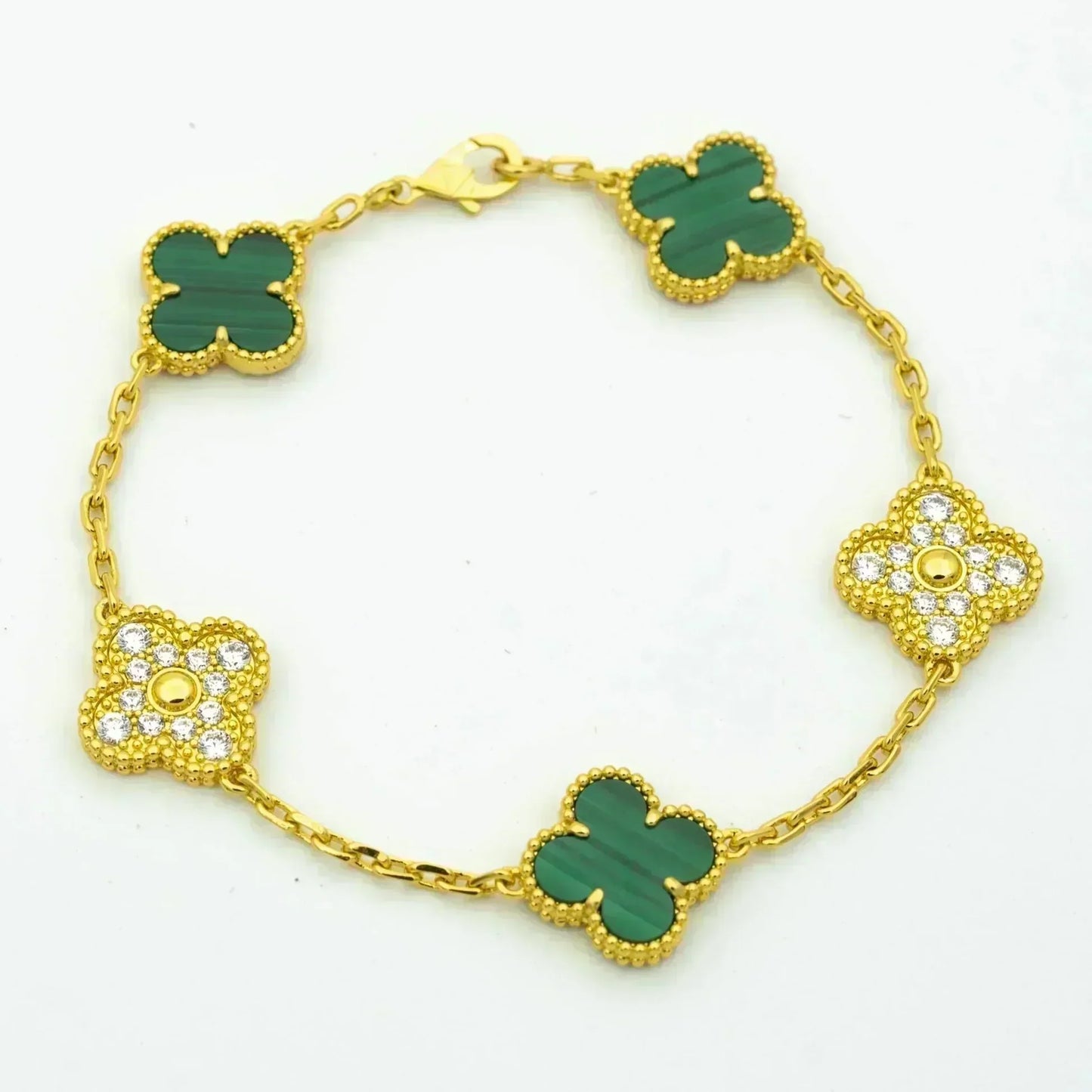 [Glimmer] CLOVER 5 MOTIF MALACHITE BRACELET COLLECTION