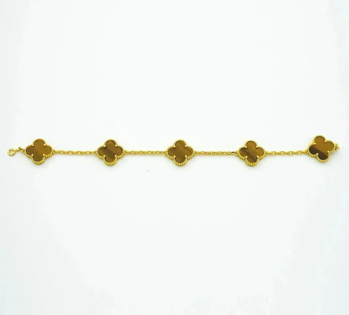 [Glimmer] CLOVER 5 MOTIFS TIGER EYE BRACELET COLLECTION