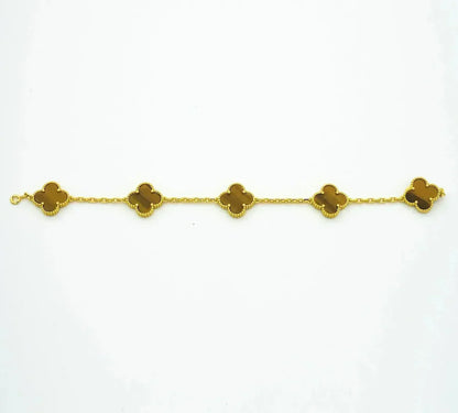 [Glimmer] CLOVER 5 MOTIFS TIGER EYE BRACELET COLLECTION