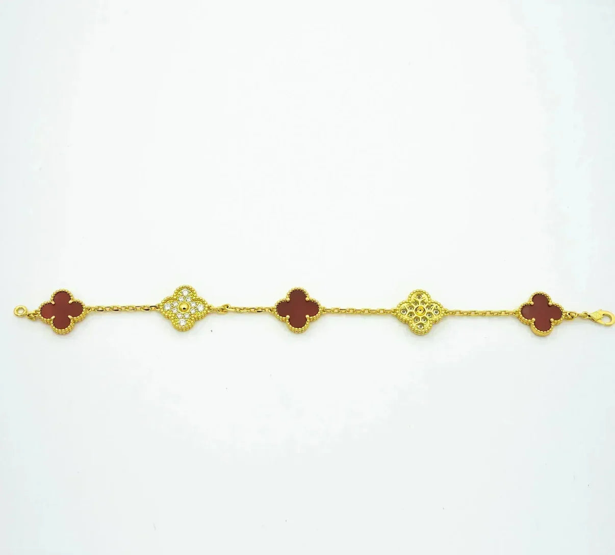 [Glimmer] CLOVER 5 MOTIF RED CORNELIAN BRACELET COLLECTION