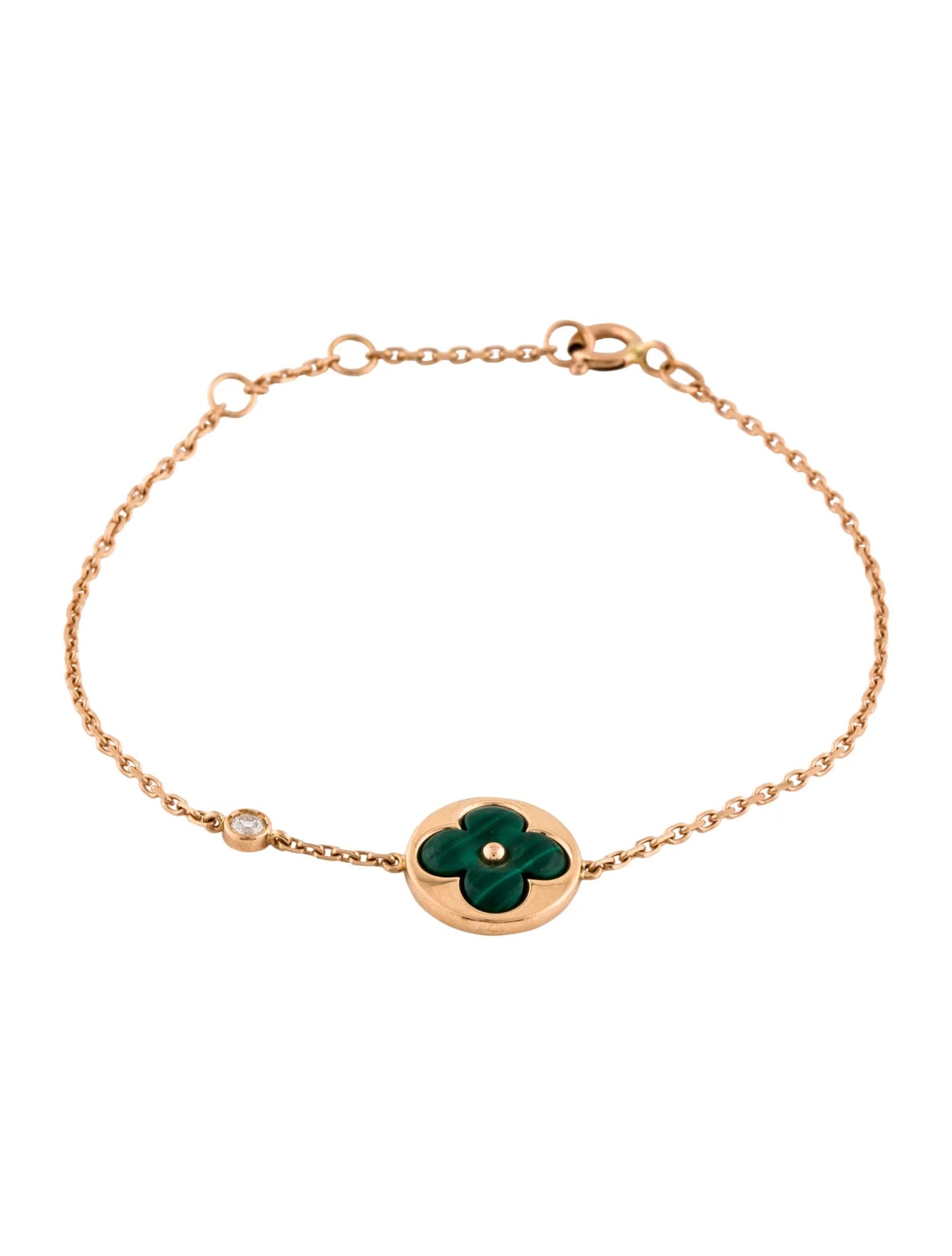 [Glimmer]SUN MALACHITE 1 DIAMOND PINK GOLD BRACELET