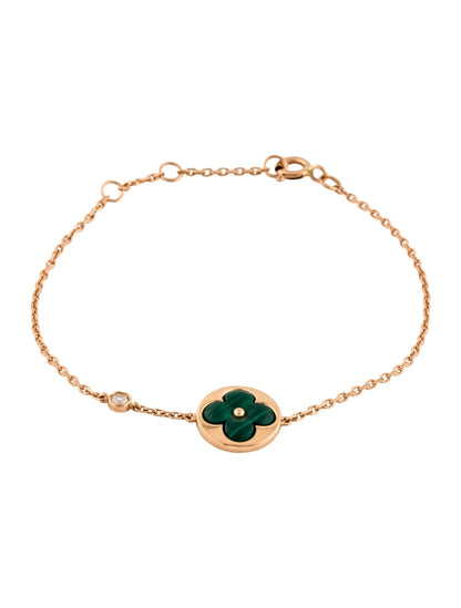 [Glimmer]SUN MALACHITE 1 DIAMOND PINK GOLD BRACELET