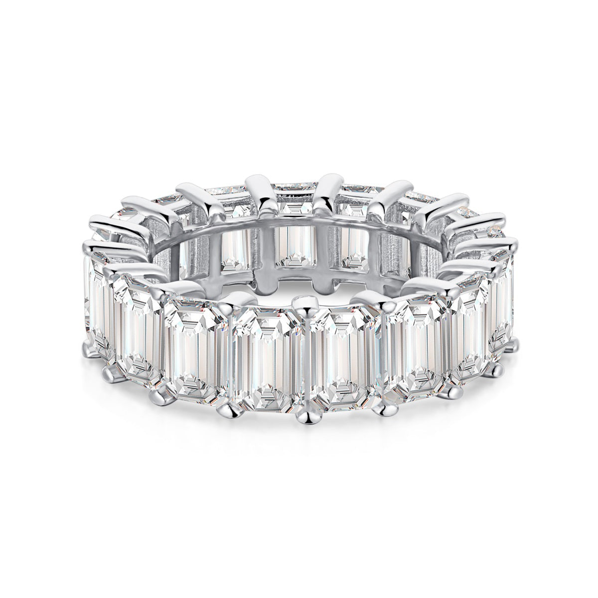 [Glimmer Jewelry]0.75 Carat Elegant Emerald Cut Tennis Ring