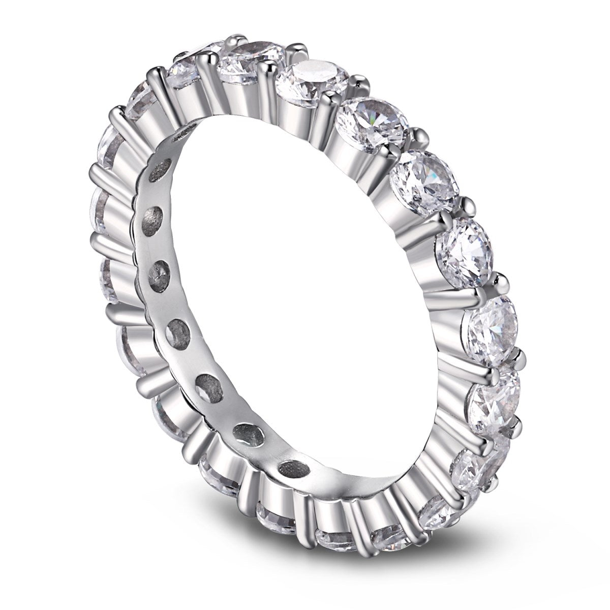[Glimmer Jewelry]Sparkling Round Cut Tennis Ring