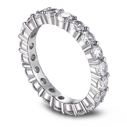 [Glimmer Jewelry]Sparkling Round Cut Tennis Ring
