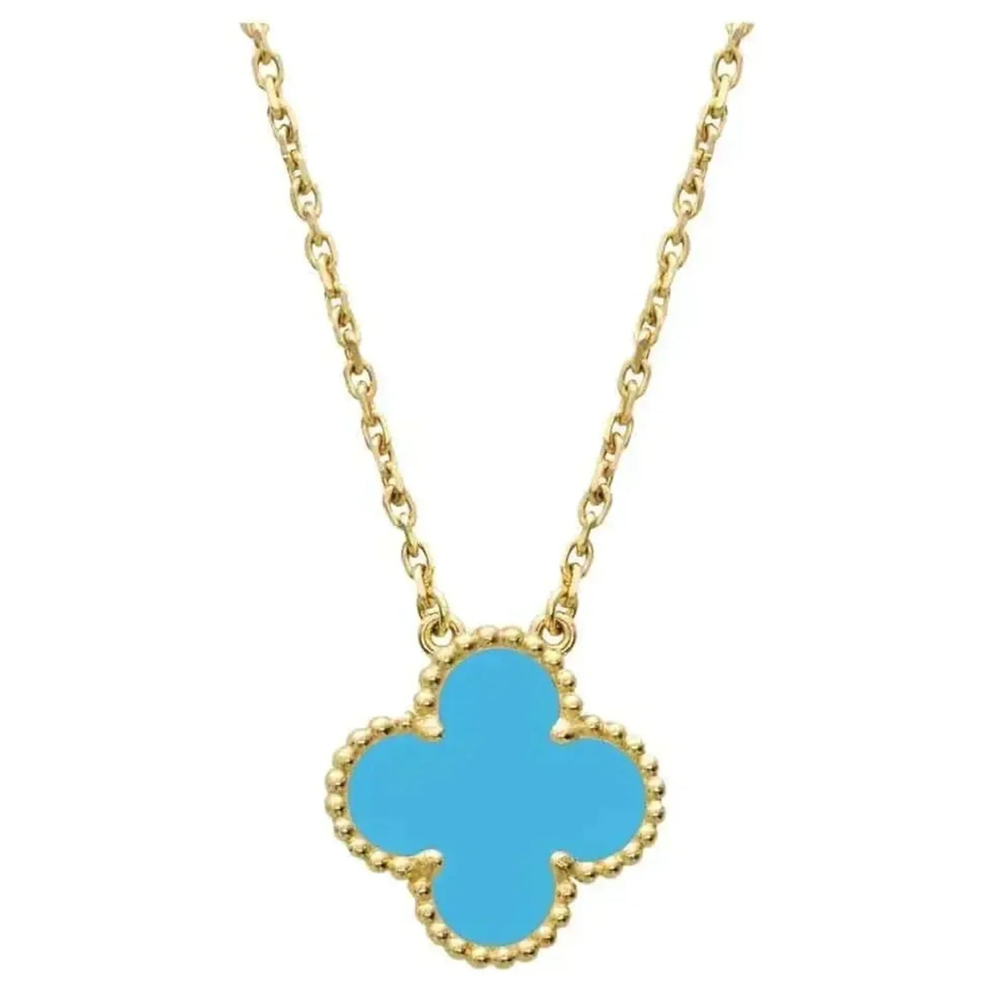 [Glimmer]CLOVER 15MM VINTAGE TURQUOISE NECKLACE