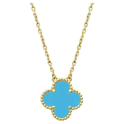 [Glimmer]CLOVER 15MM VINTAGE TURQUOISE NECKLACE