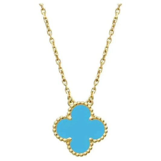 [Glimmer]CLOVER 15MM VINTAGE TURQUOISE NECKLACE