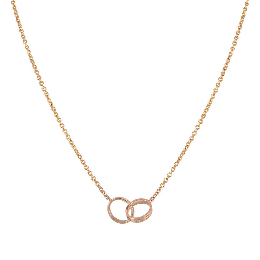 [Glimmer]LOVE NECKLACE DOUBLE RING PINK GOLD
