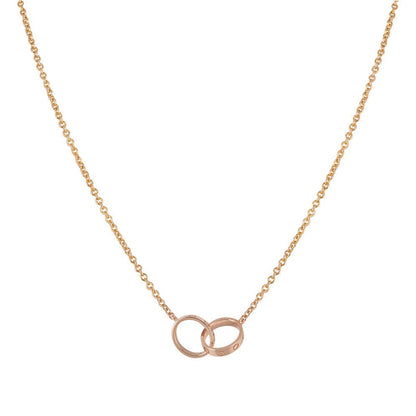 [Glimmer]LOVE NECKLACE DOUBLE RING PINK GOLD