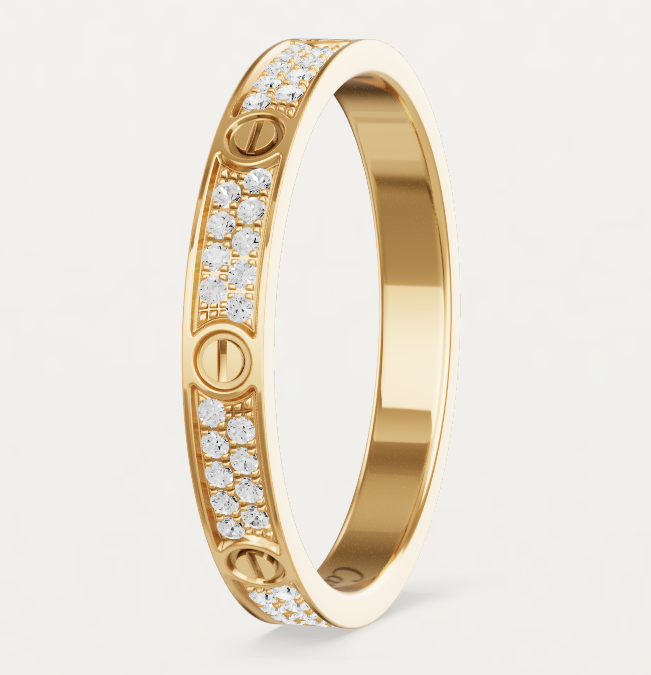 [Glimmer]LOVE RING 2.6mm幅 フルダイヤモンドリング ゴールド