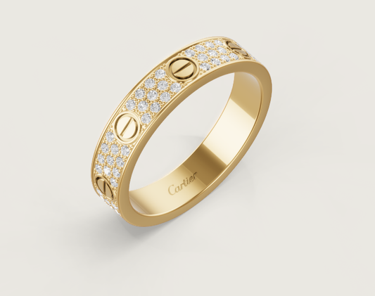 [Glimmer]LOVE RING 4mm-wide full-diamond ring GOLD