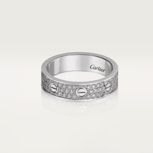 [Glimmer]LOVE RING 4mm-wide full-diamond ring silver
